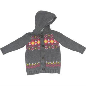 4/$25 - NWT Carter’s Grey Patterned Button Down Knit Cardigan with Hood‎